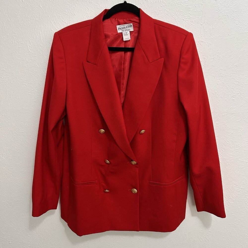 Pendleton Red Wool Structured Double-Breasted Bla… - image 2